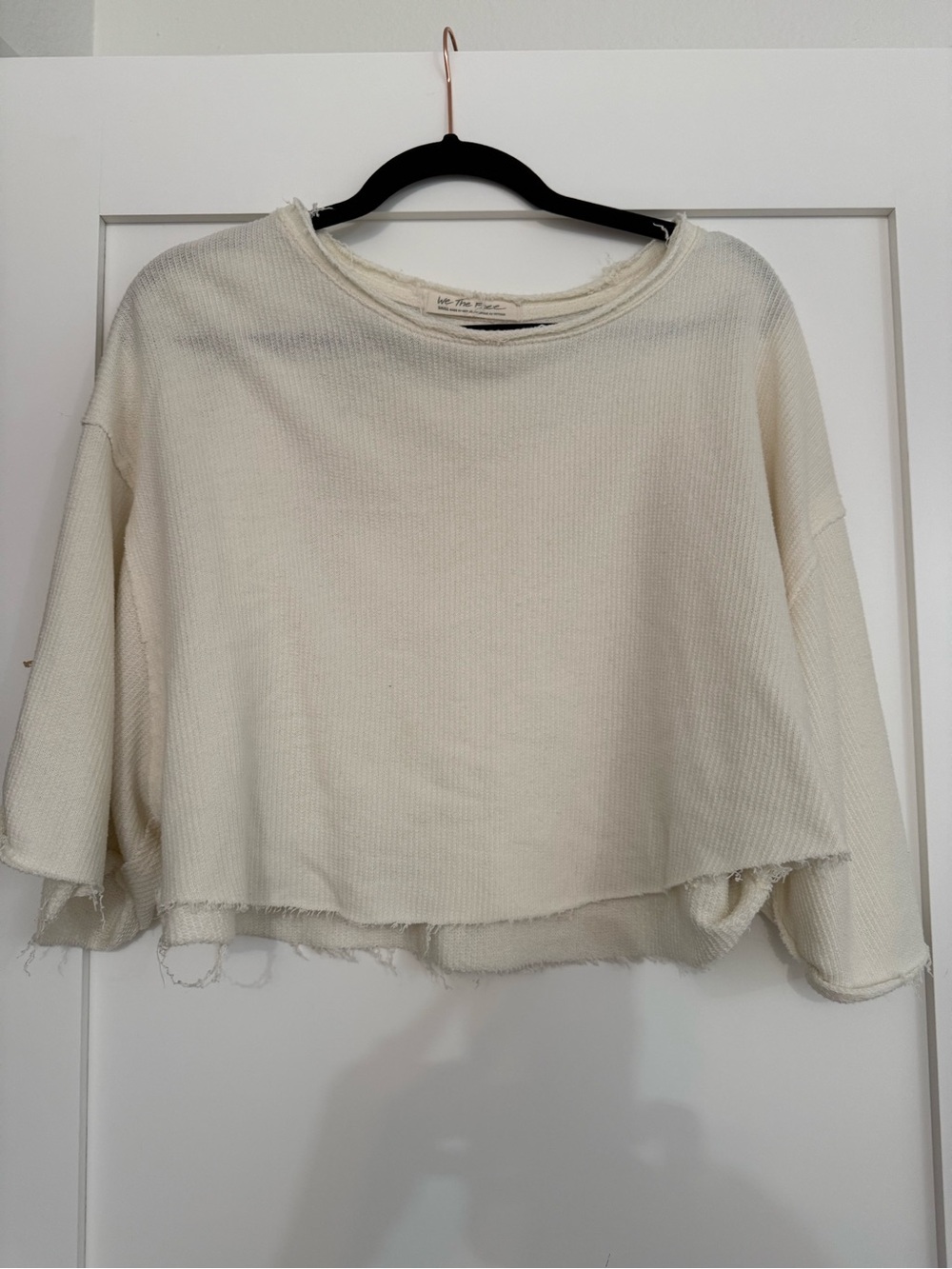 We The Free Raw-Hem Cropped Thermal Top — Cream